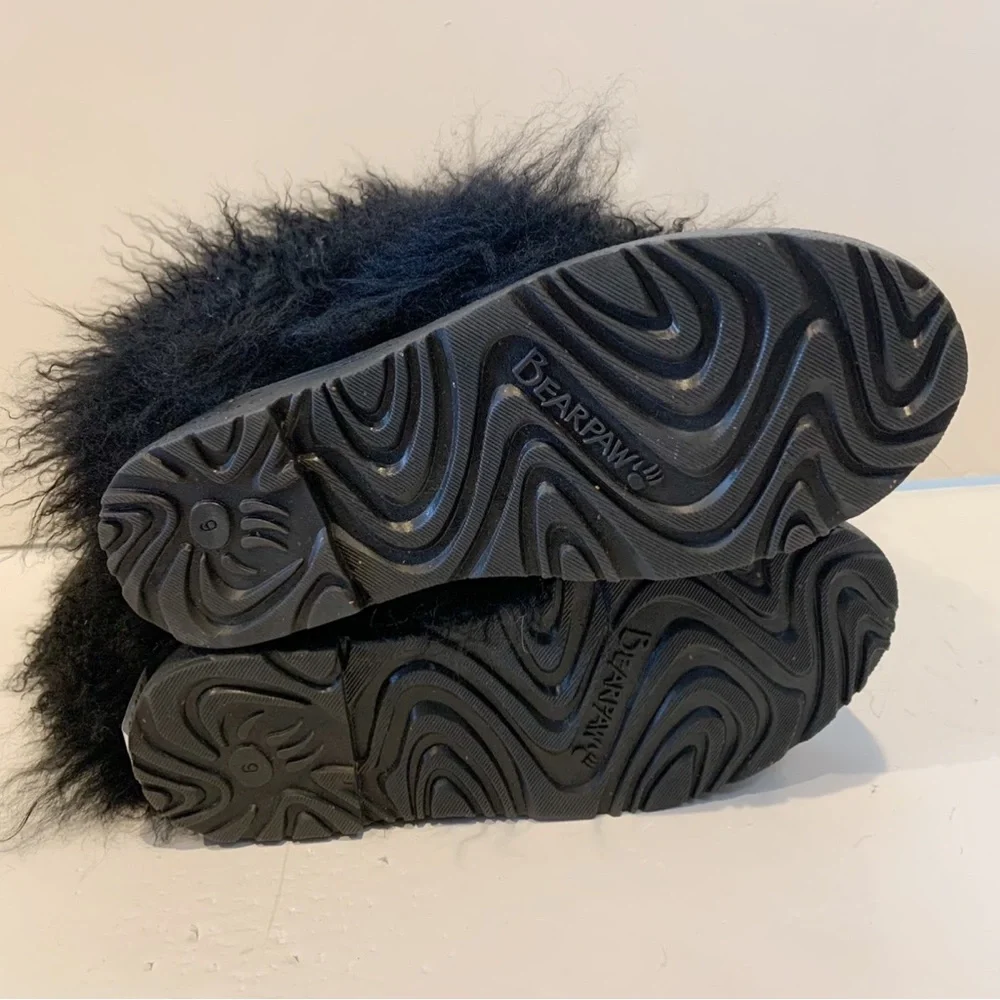 BearPaw Women's Black Long Faux-Fur Winter Boots